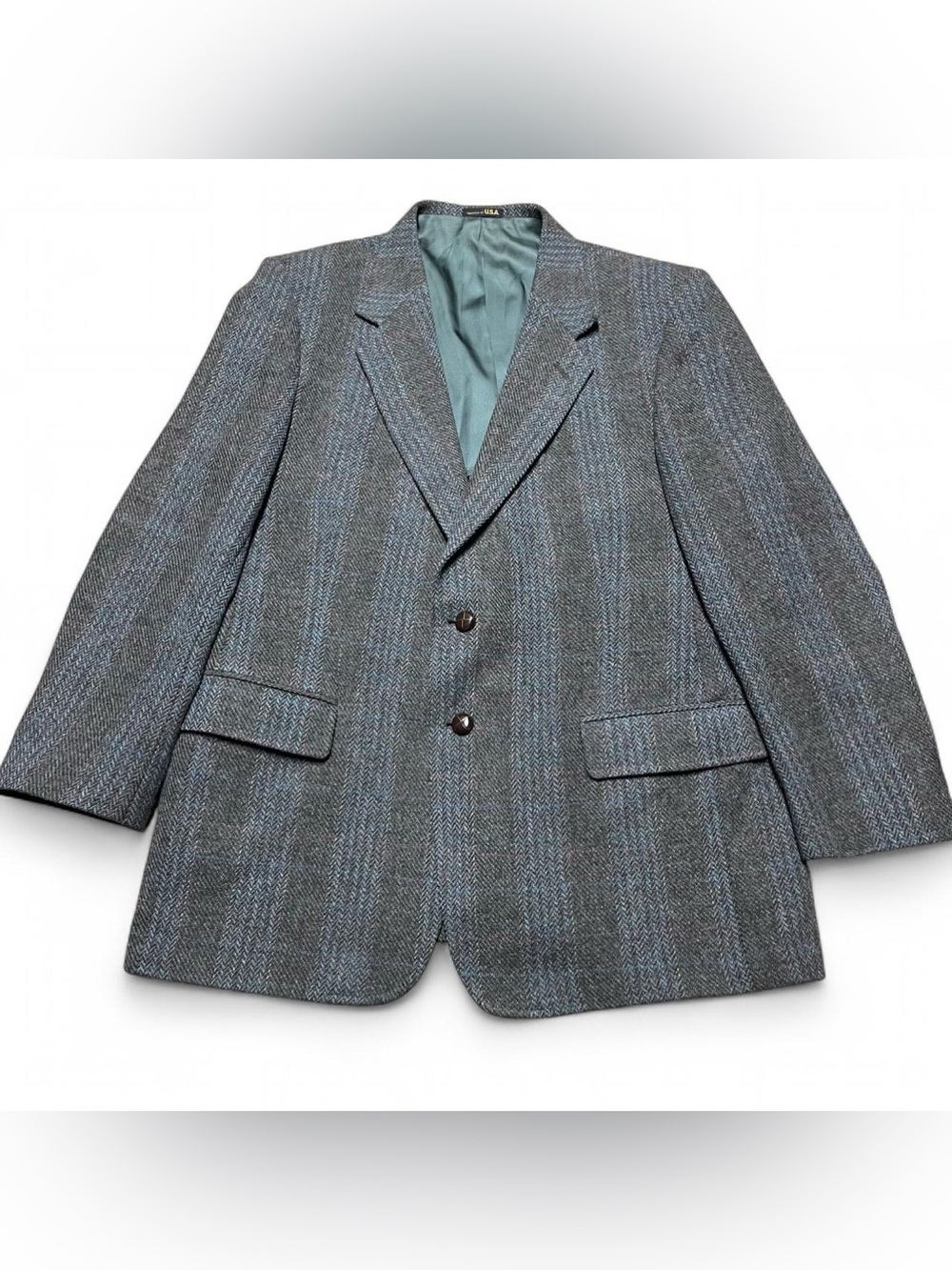 Arnie Vintage Wool Tweed Mens Grey Striped Sport Coat Suit Jacket Blazer 44R